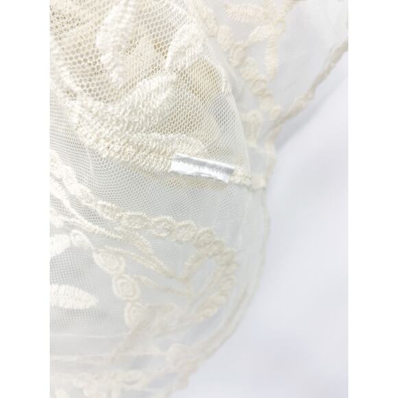 Nina Leonard White Laced Embroidered Mesh Swimwear Coverup Cardigan 3/4 Sleeve - Picture 2 of 5